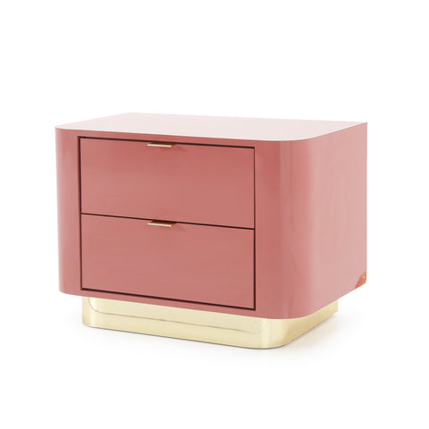 Blush Pink Bedside Table w/ Brass Trim