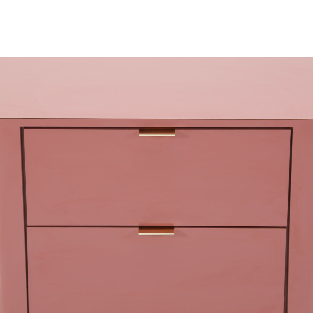 Blush Pink Bedside Table w/ Brass Trim
