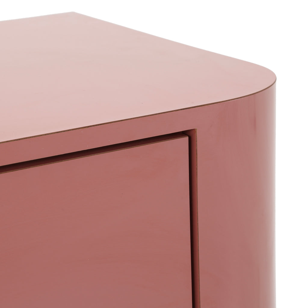Blush Pink Bedside Table w/ Brass Trim