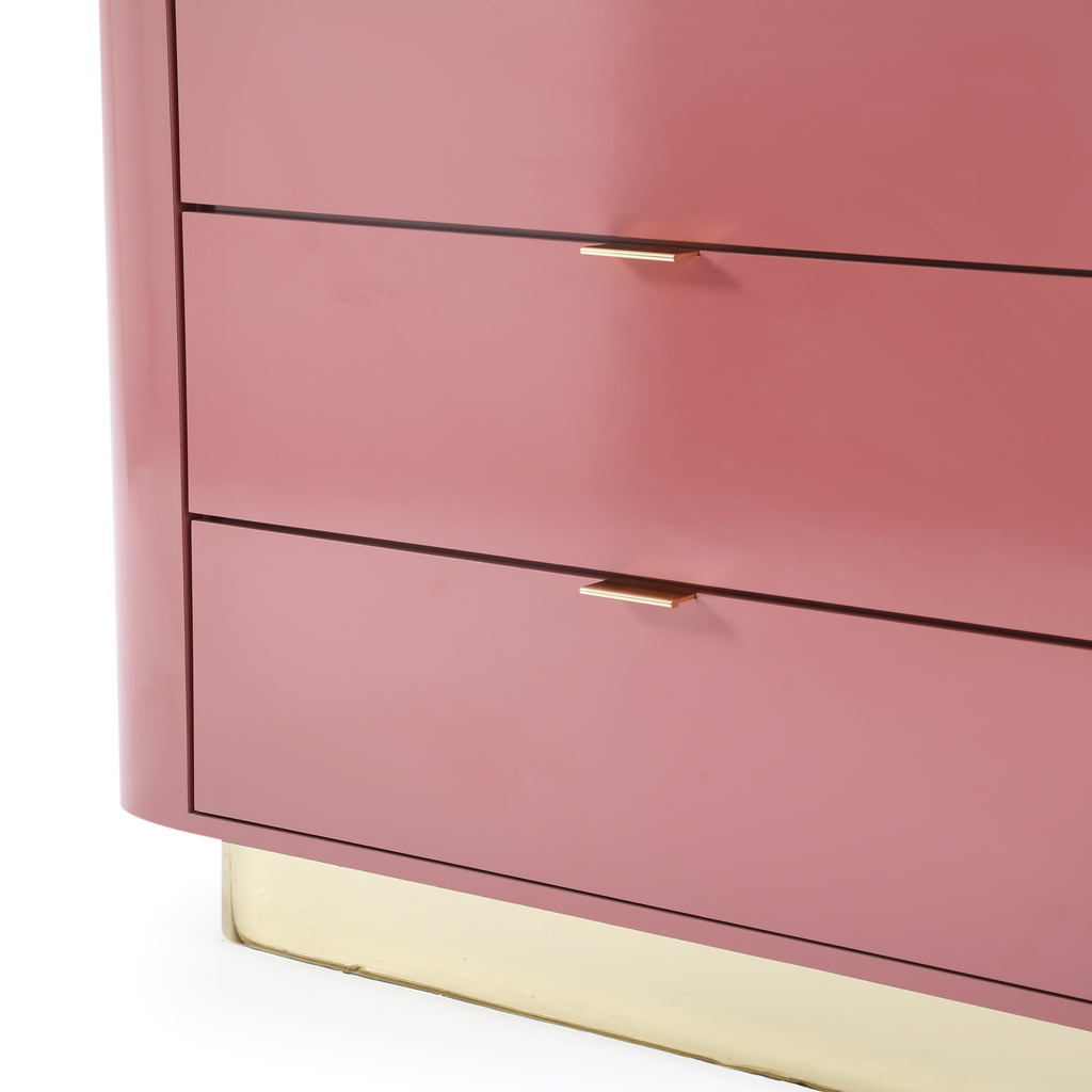 Blush Pink Dresser + Mirror w/ Brass Trim