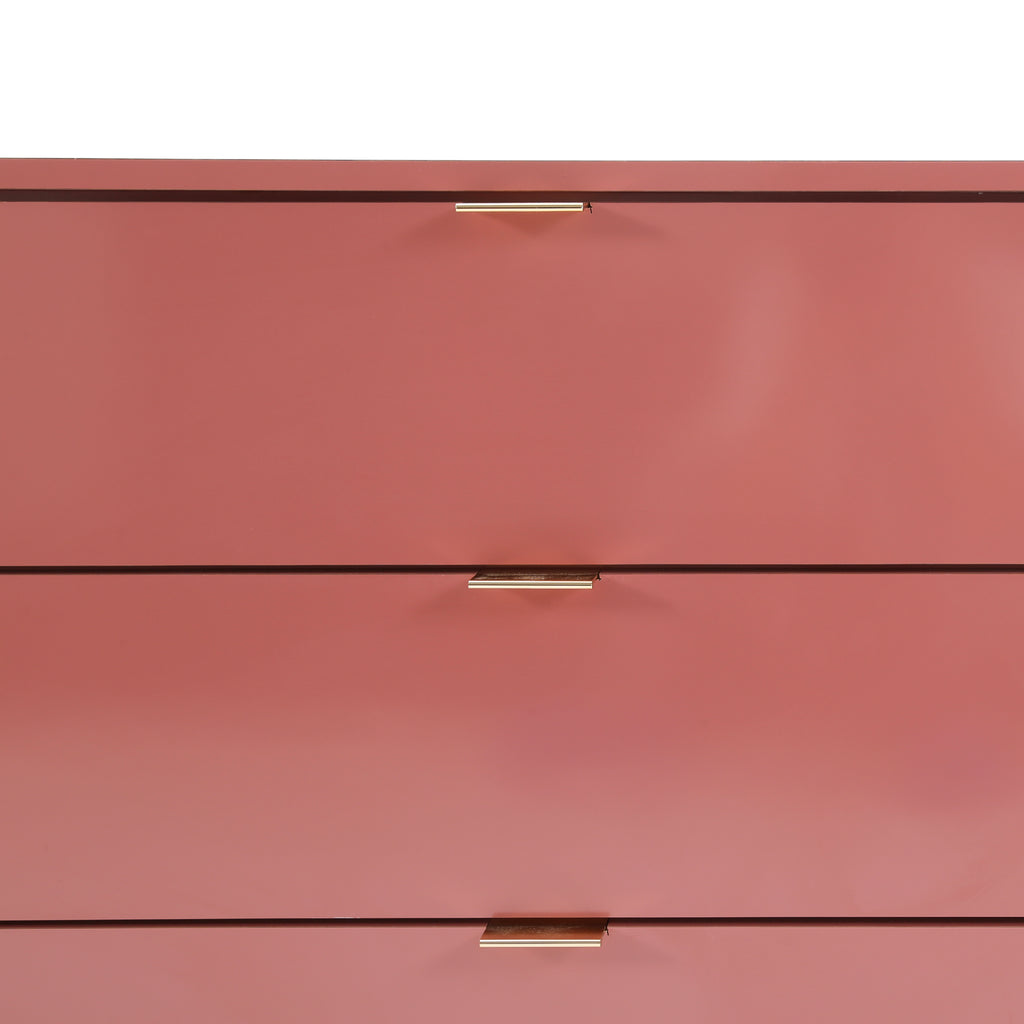Blush Pink Dresser + Mirror w/ Brass Trim