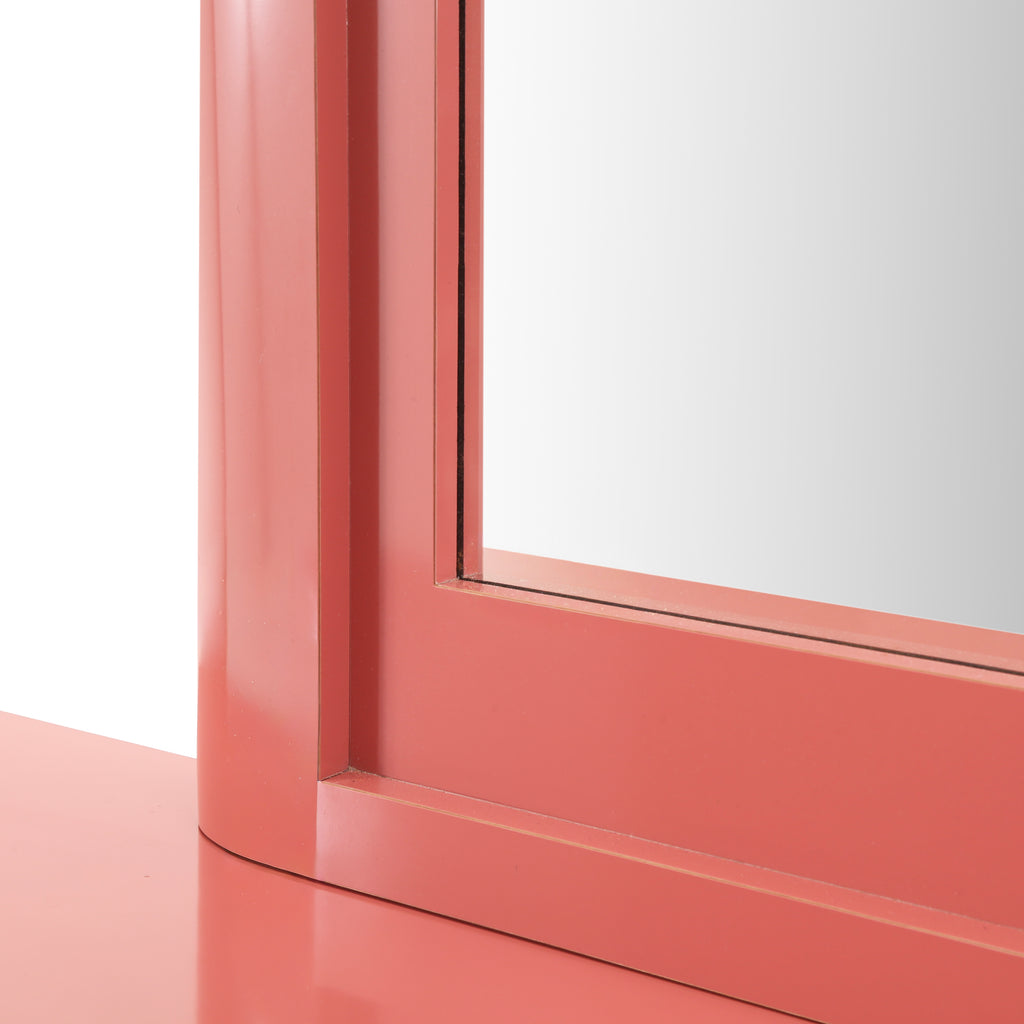 Blush Pink Dresser + Mirror w/ Brass Trim