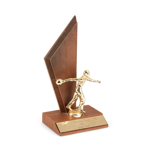 Wood / Gold Bowling Trophy