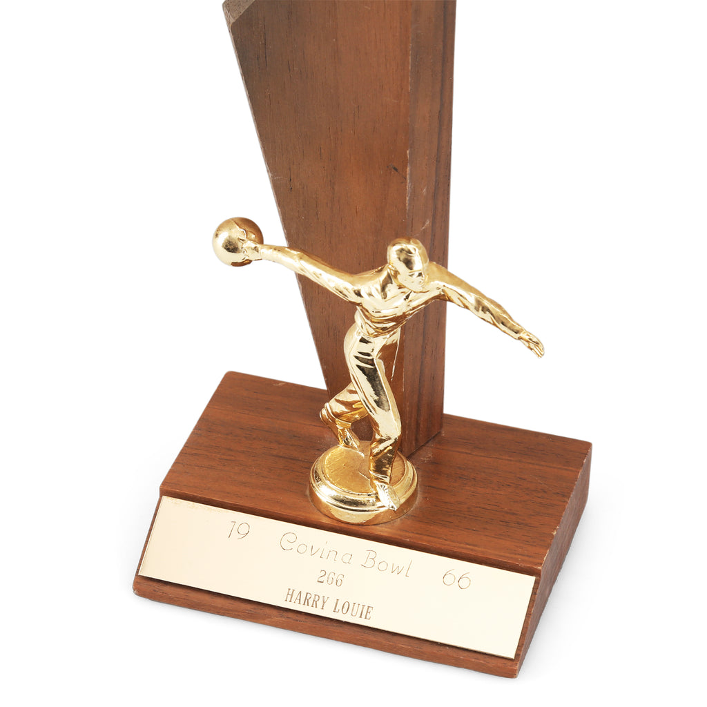 Wood / Gold Bowling Trophy