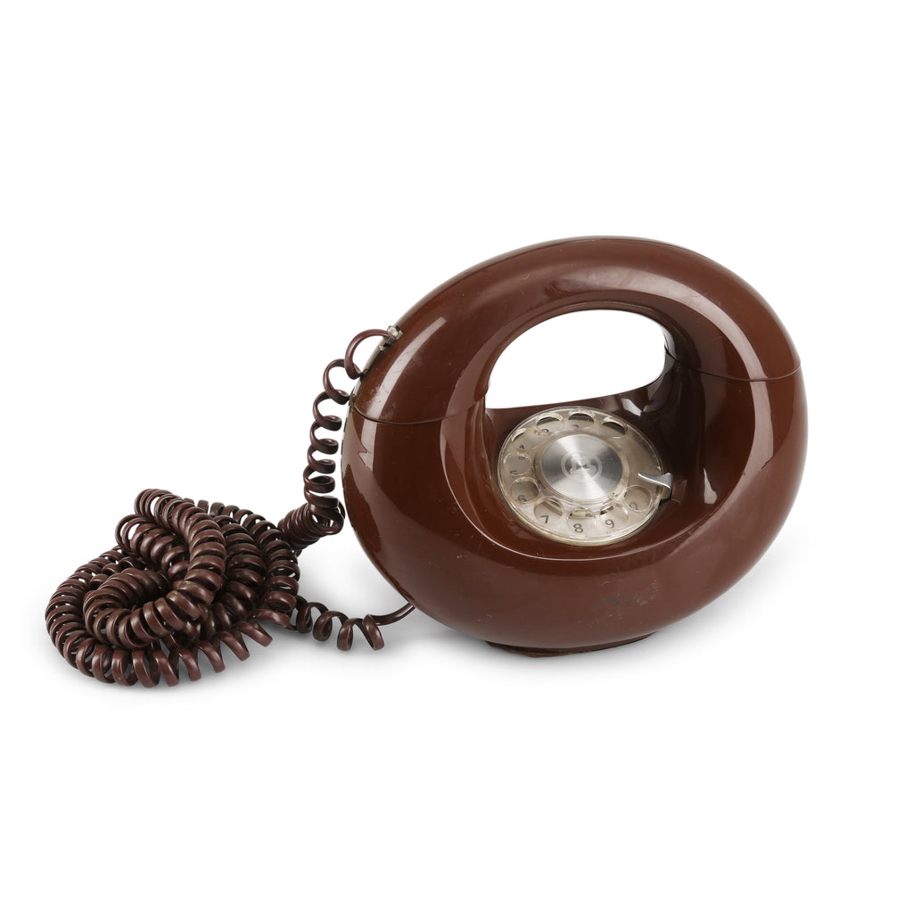 Brown Circle Rotary Telephone