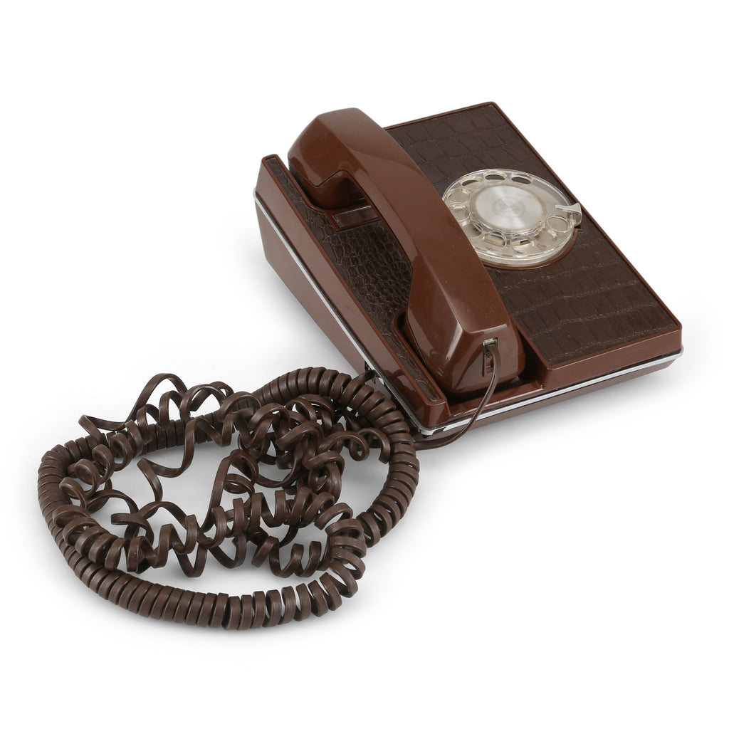 Vintage Brown Textured Rotary Telephone