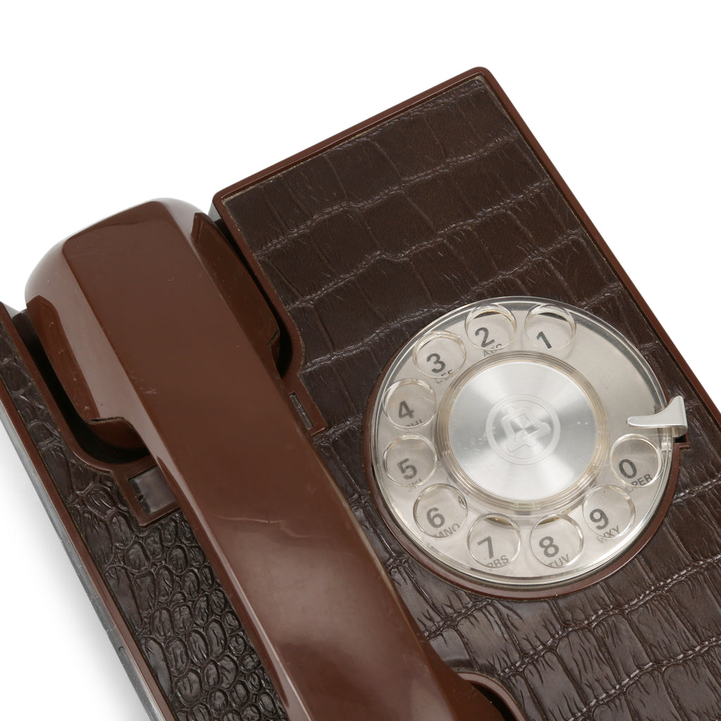 Vintage Brown Textured Rotary Telephone
