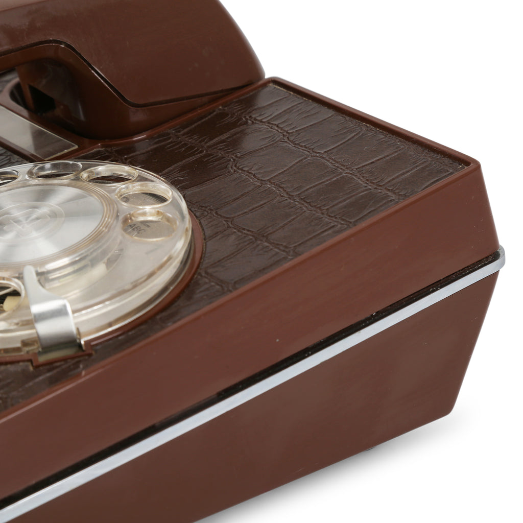 Vintage Brown Textured Rotary Telephone