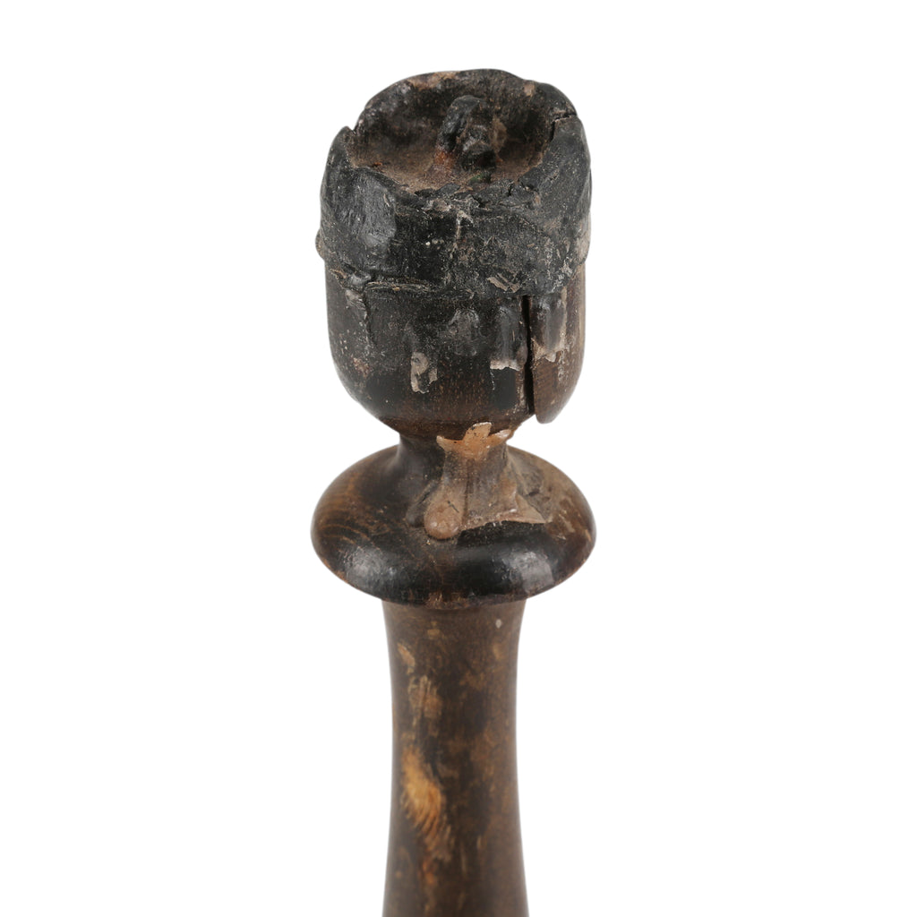 Distressed Dark Wood Candle Holder