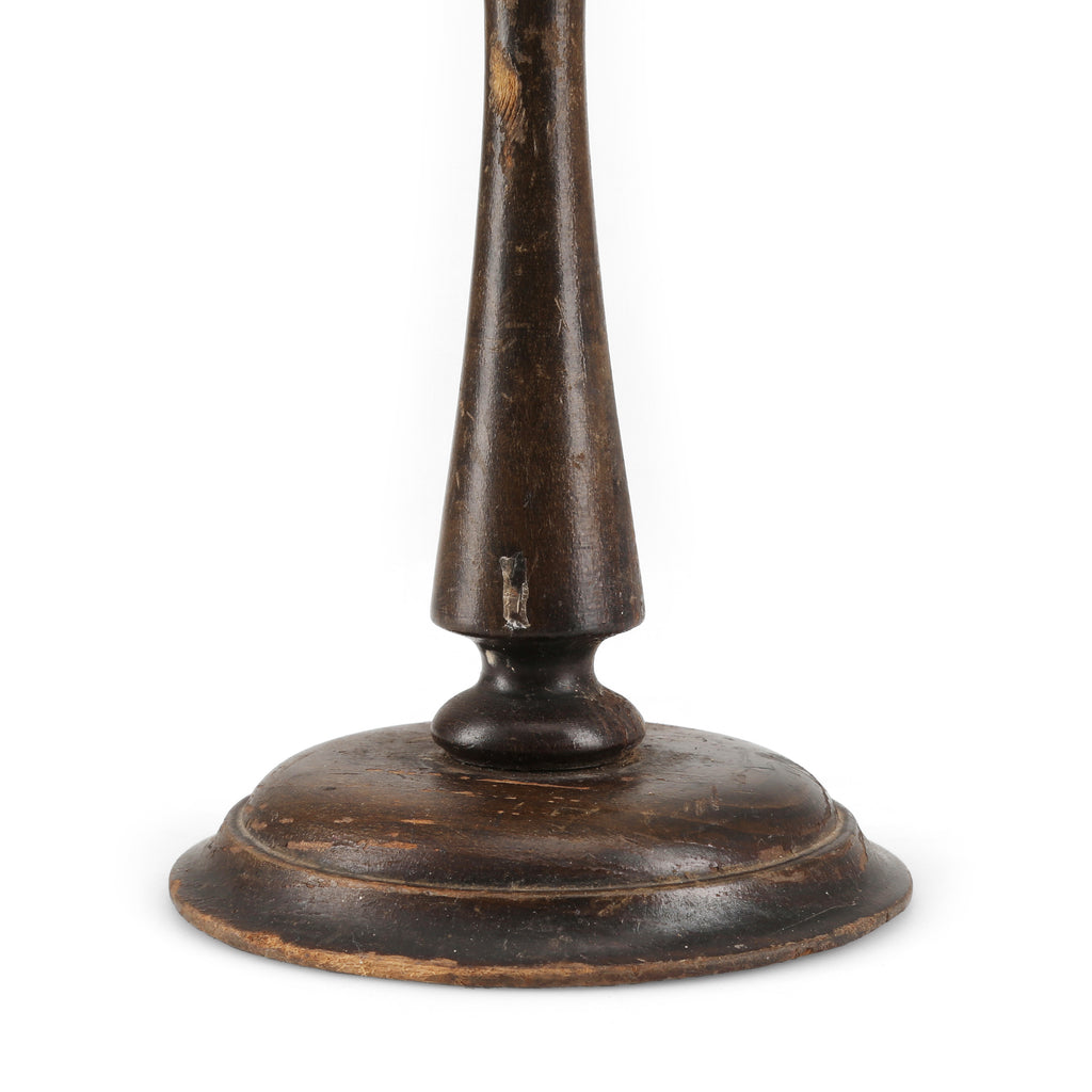 Distressed Dark Wood Candle Holder