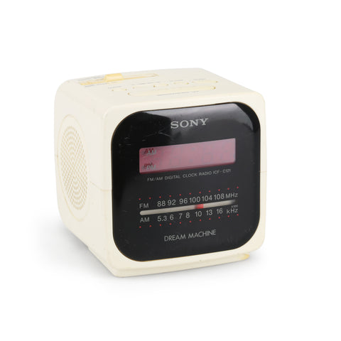 White / Black Sony Cube Clock Radio