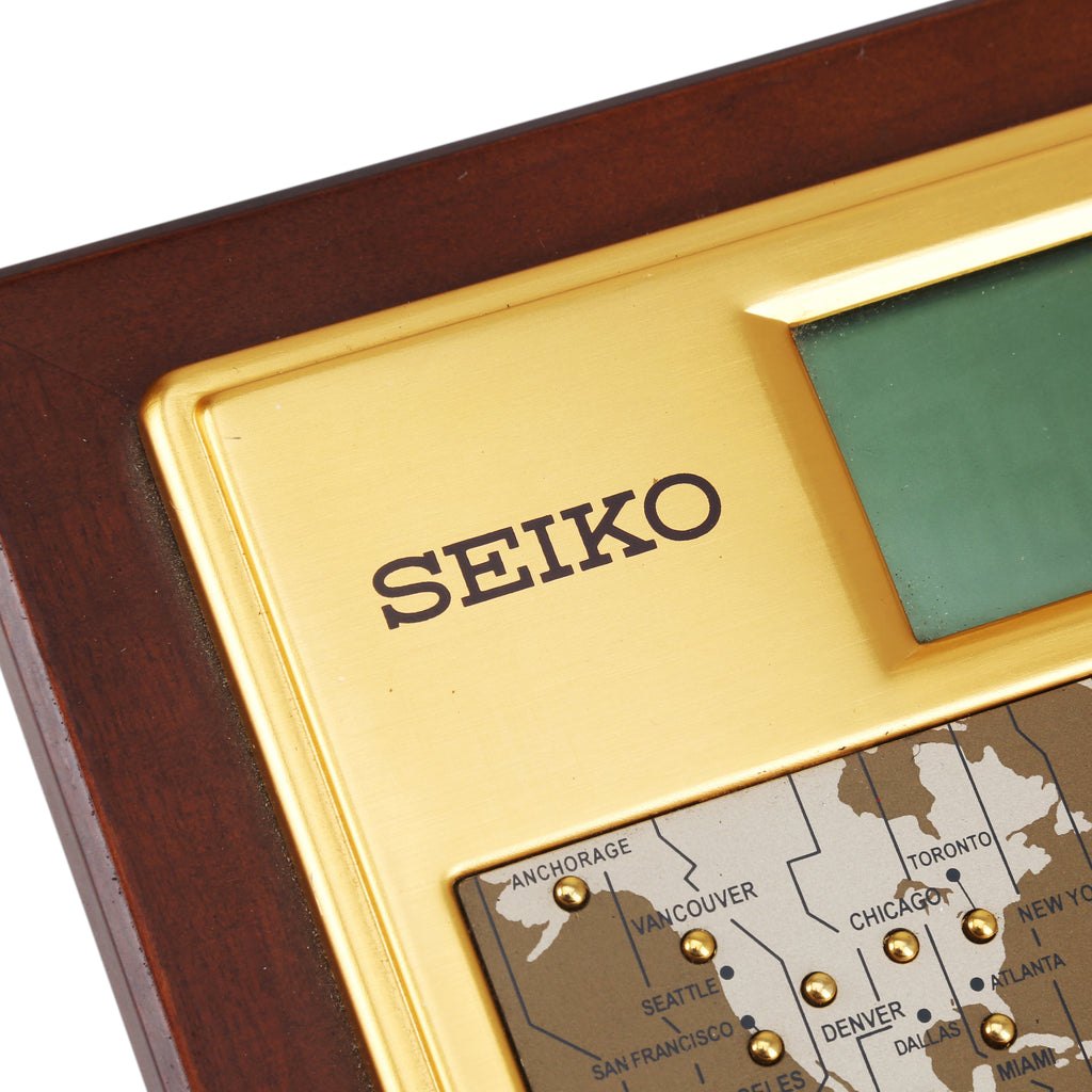 Gold / Wood Seiko World Map Clock