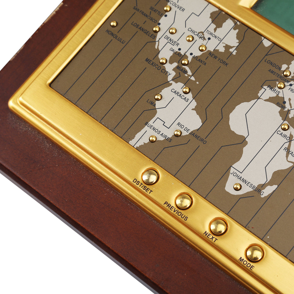Gold / Wood Seiko World Map Clock