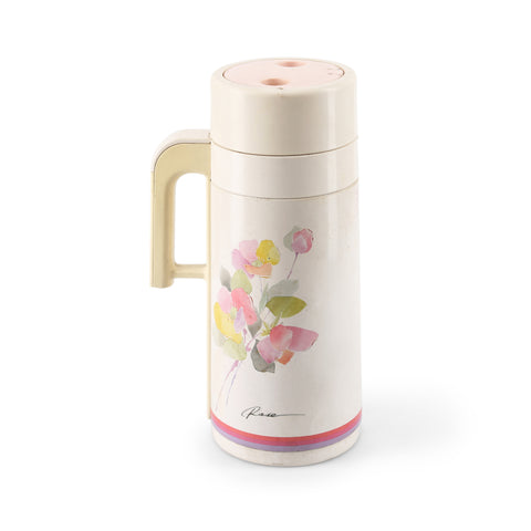 White Floral Thermos