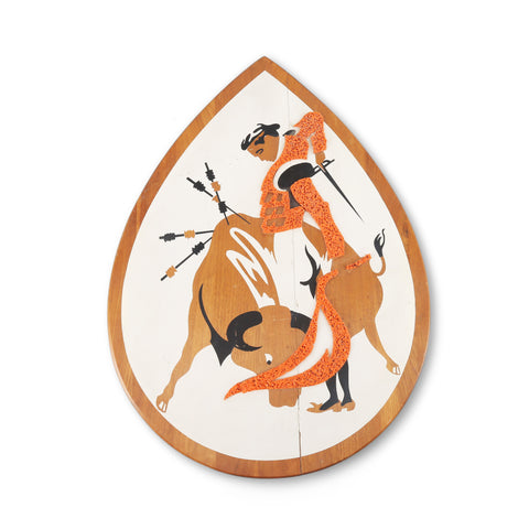 Textured Almond Shaped Wood Matador Artwork