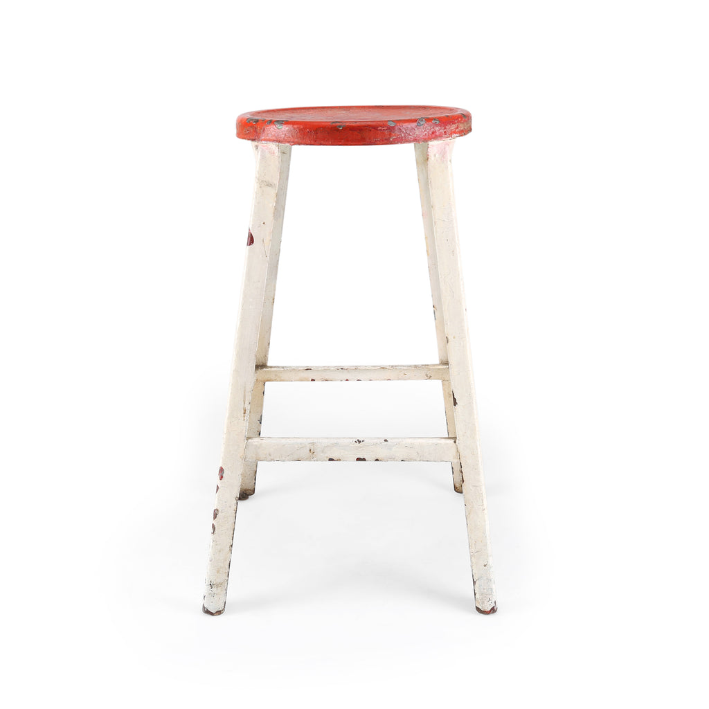Rustic Orange / White Stool