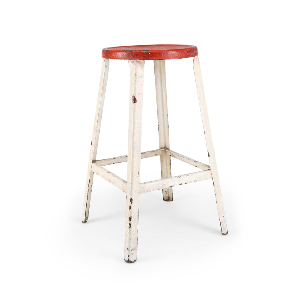 Rustic Orange / White Stool