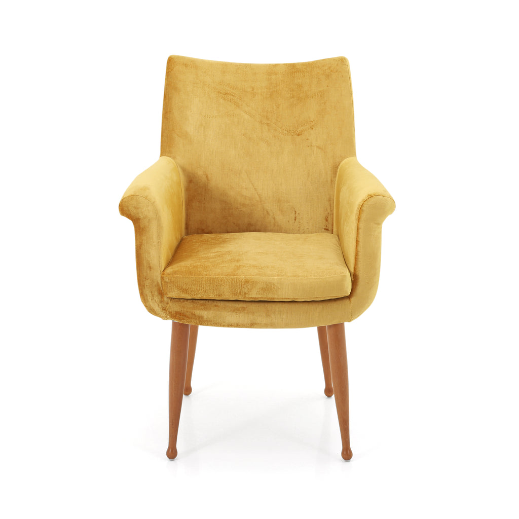 Yellow Velvet Chair with Matchstick Legs