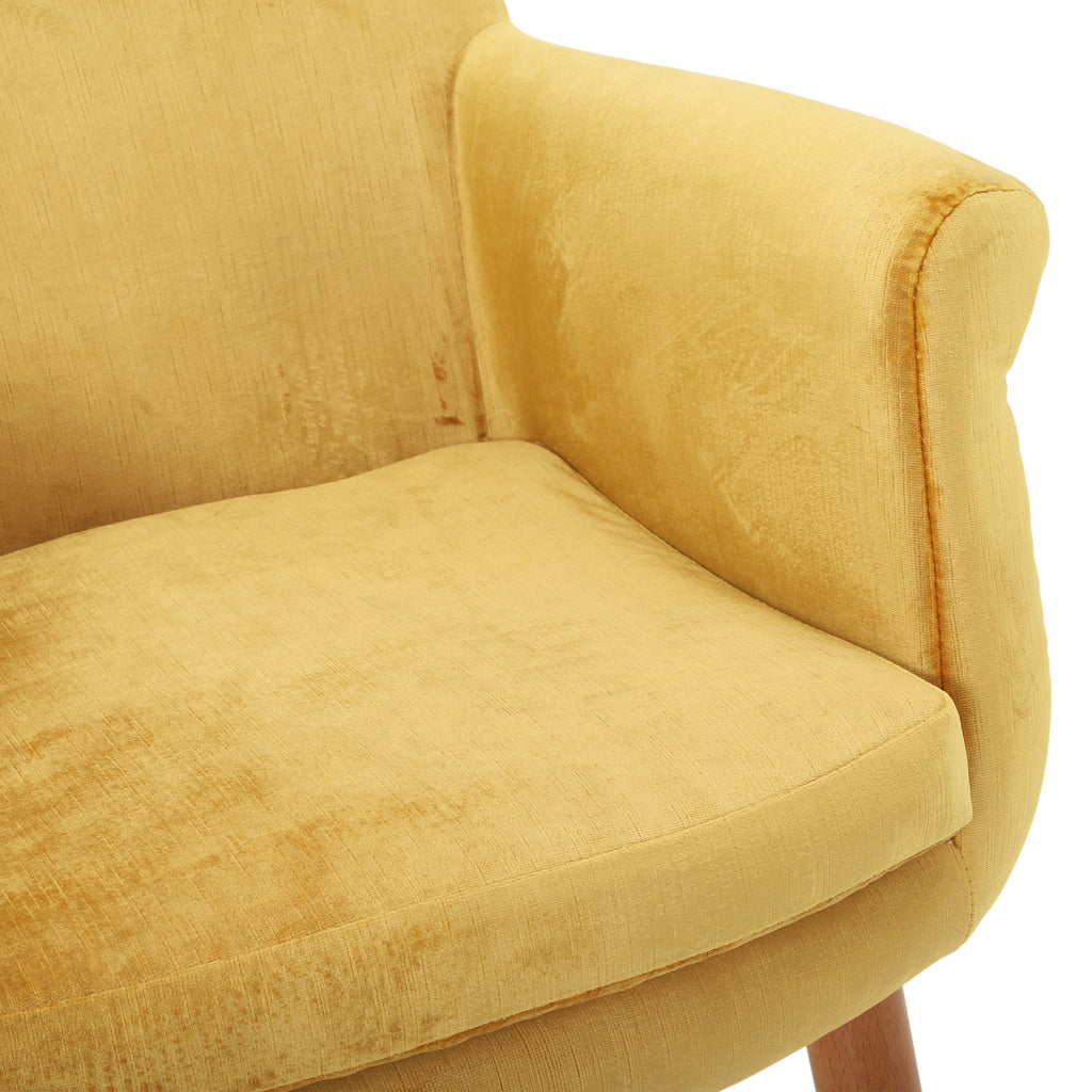 Yellow Velvet Chair with Matchstick Legs