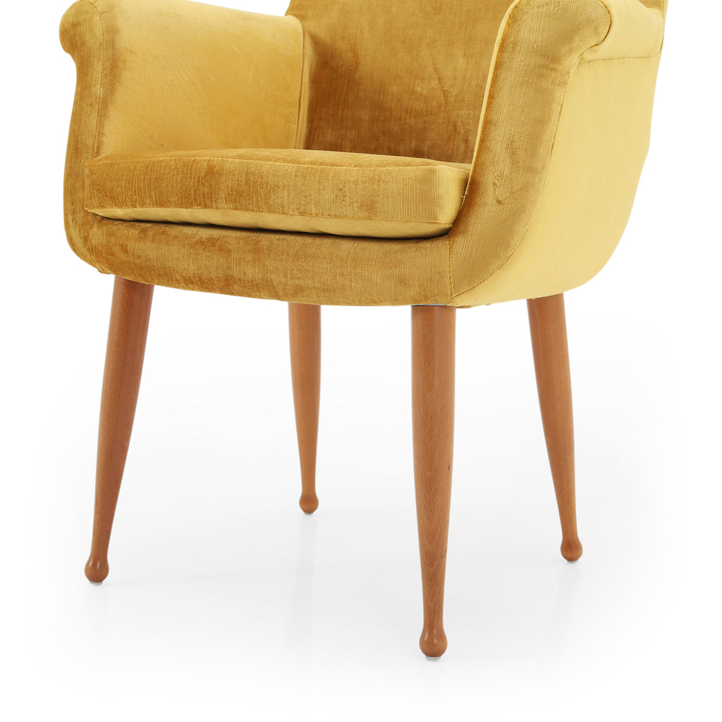 Yellow Velvet Chair with Matchstick Legs