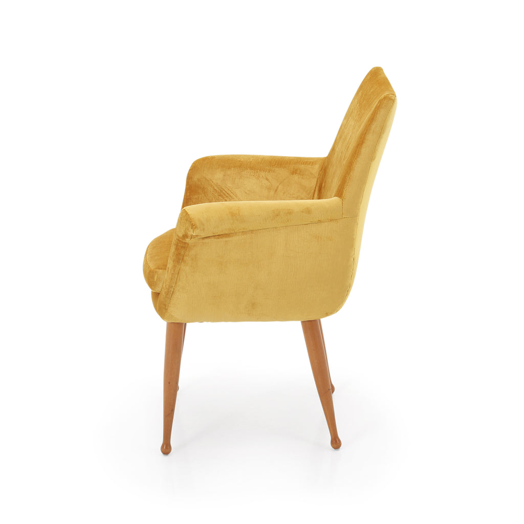 Yellow Velvet Chair with Matchstick Legs