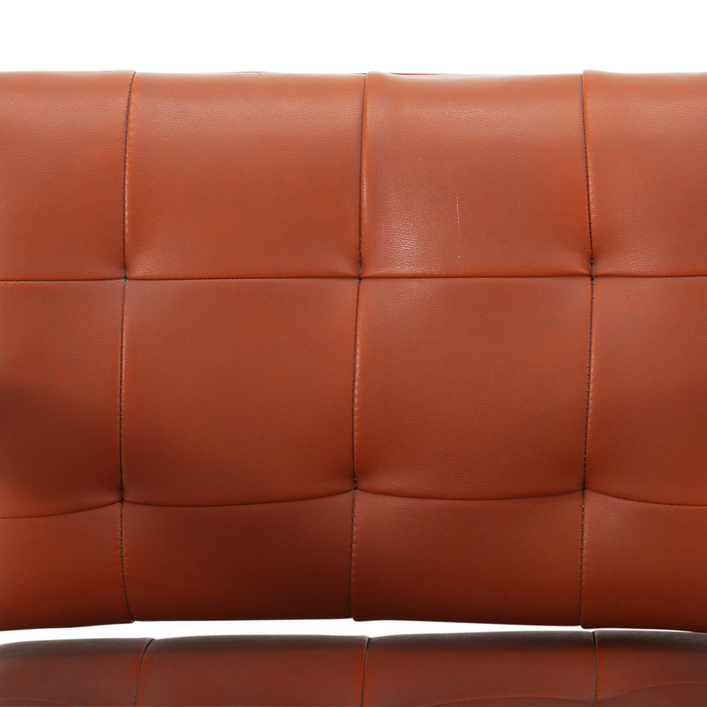 Brown Tufted Leather Cantilever Chrome Chair