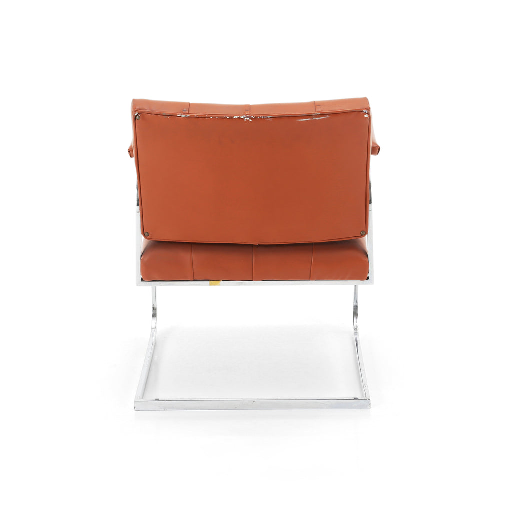 Brown Tufted Leather Cantilever Chrome Chair