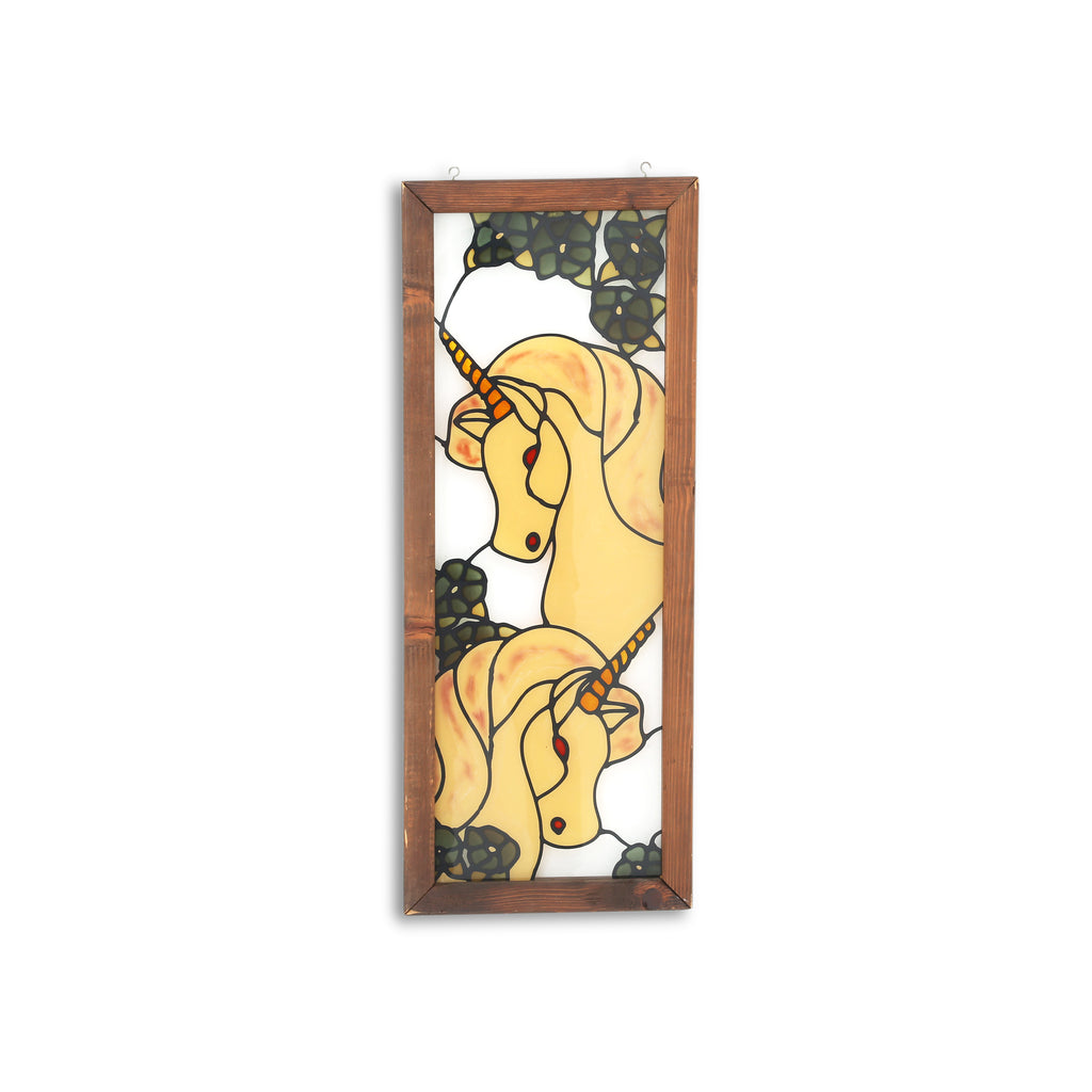 Stained Glass Unicorn in Wood Frame (A+D)