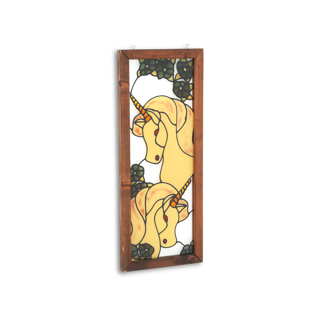 Stained Glass Unicorn in Wood Frame (A+D)