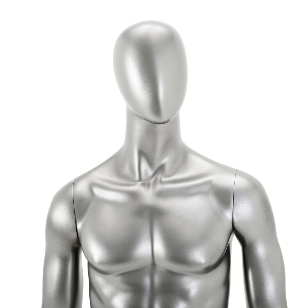 Silver Male Mannequin with Chrome Base