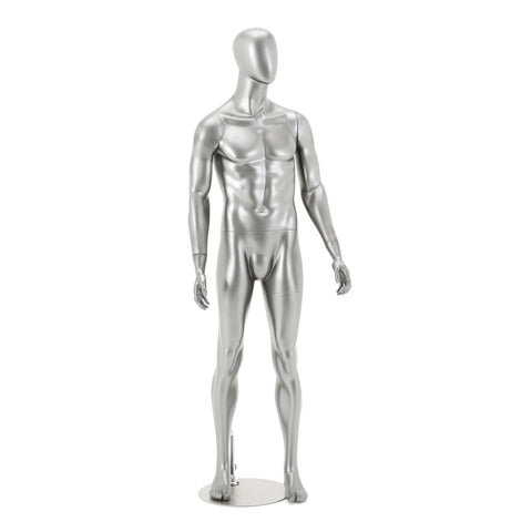 Silver Male Mannequin with Chrome Base