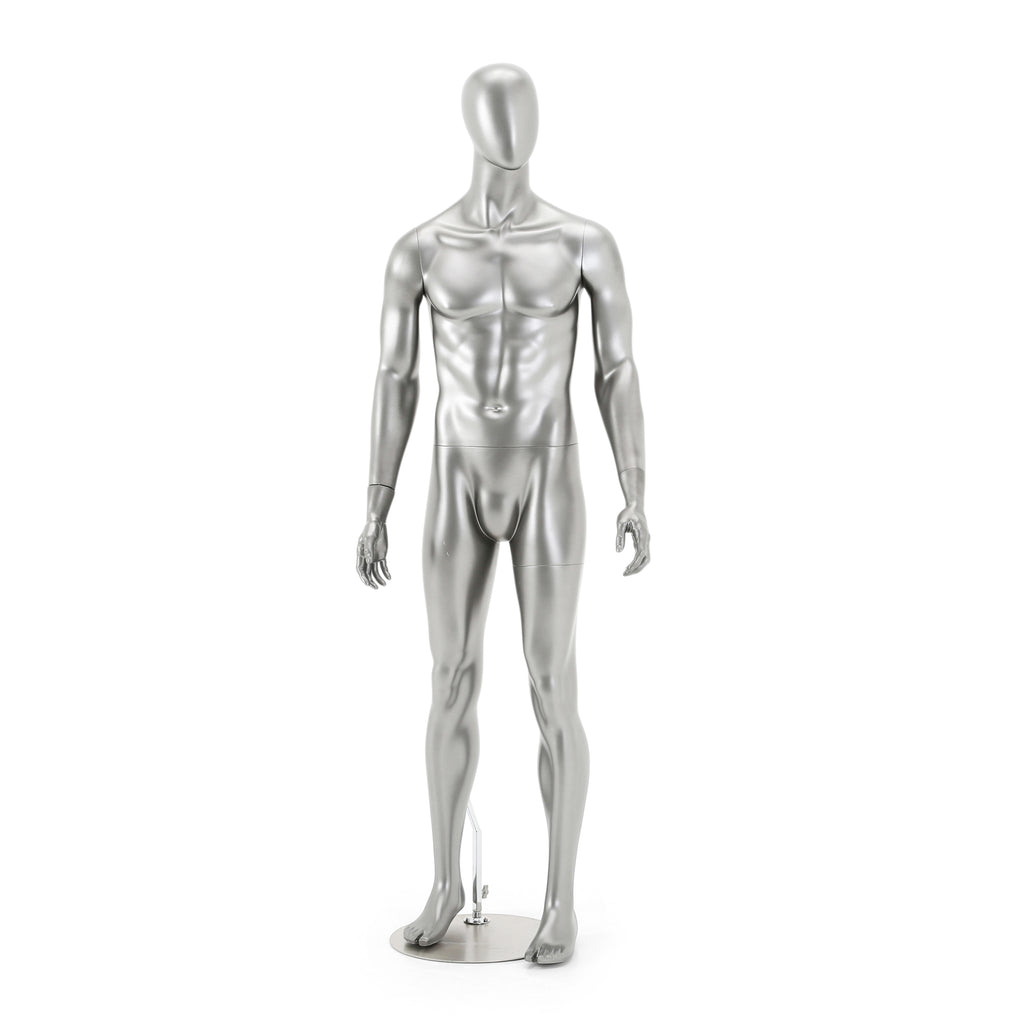 Silver Male Mannequin with Chrome Base
