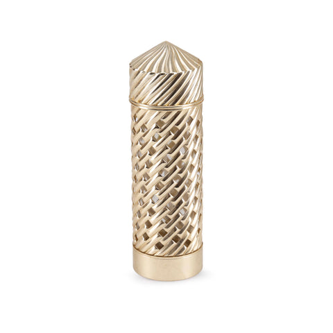 Gold Ridged Perfume Bottle w/ Pointed Top