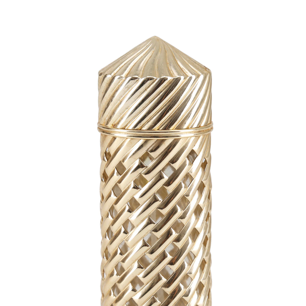 Gold Ridged Perfume Bottle w/ Pointed Top