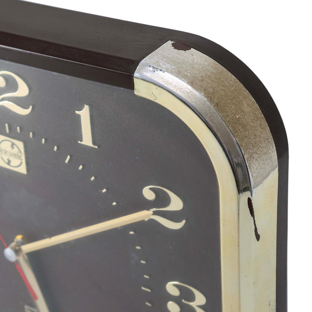 Telesonic Brown & Gold Square Quartz Wall Clock