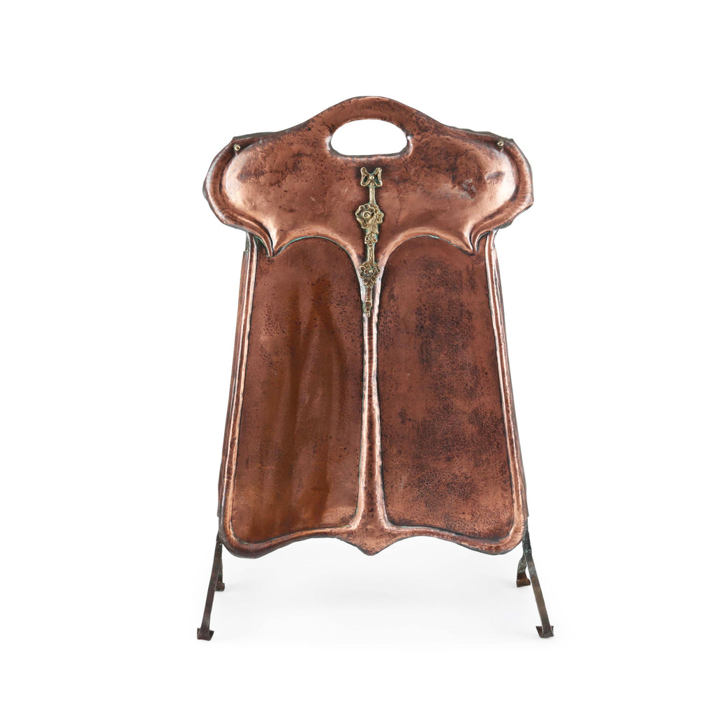 Antique Copper / Wrought Iron English Fire Screen (A+D)