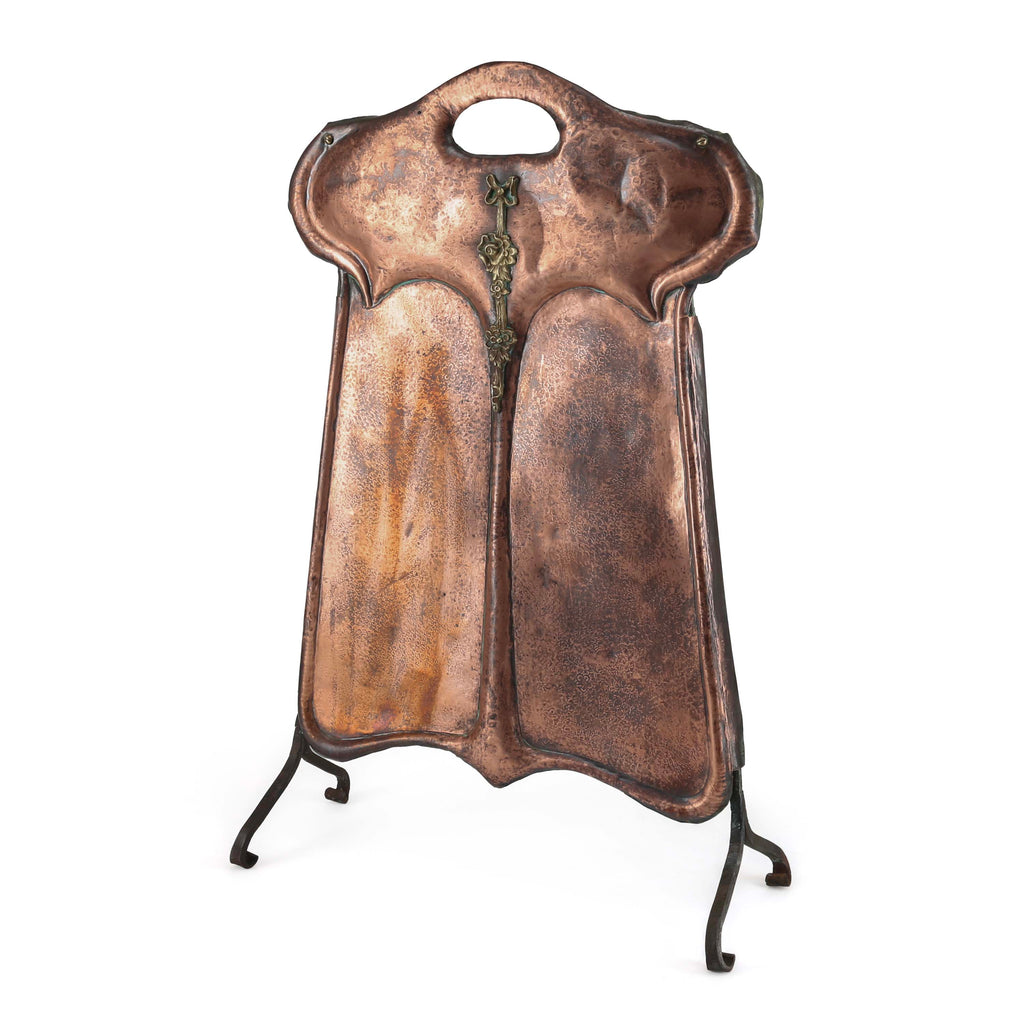 Antique Copper / Wrought Iron English Fire Screen (A+D)
