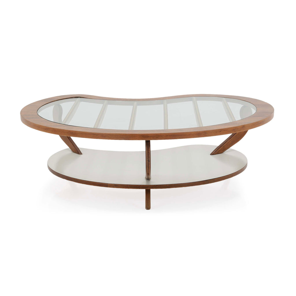 Wood / Glass / White Kidney Bean Coffee Table
