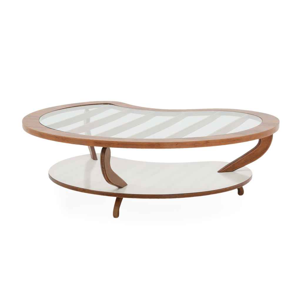 Wood / Glass / White Kidney Bean Coffee Table