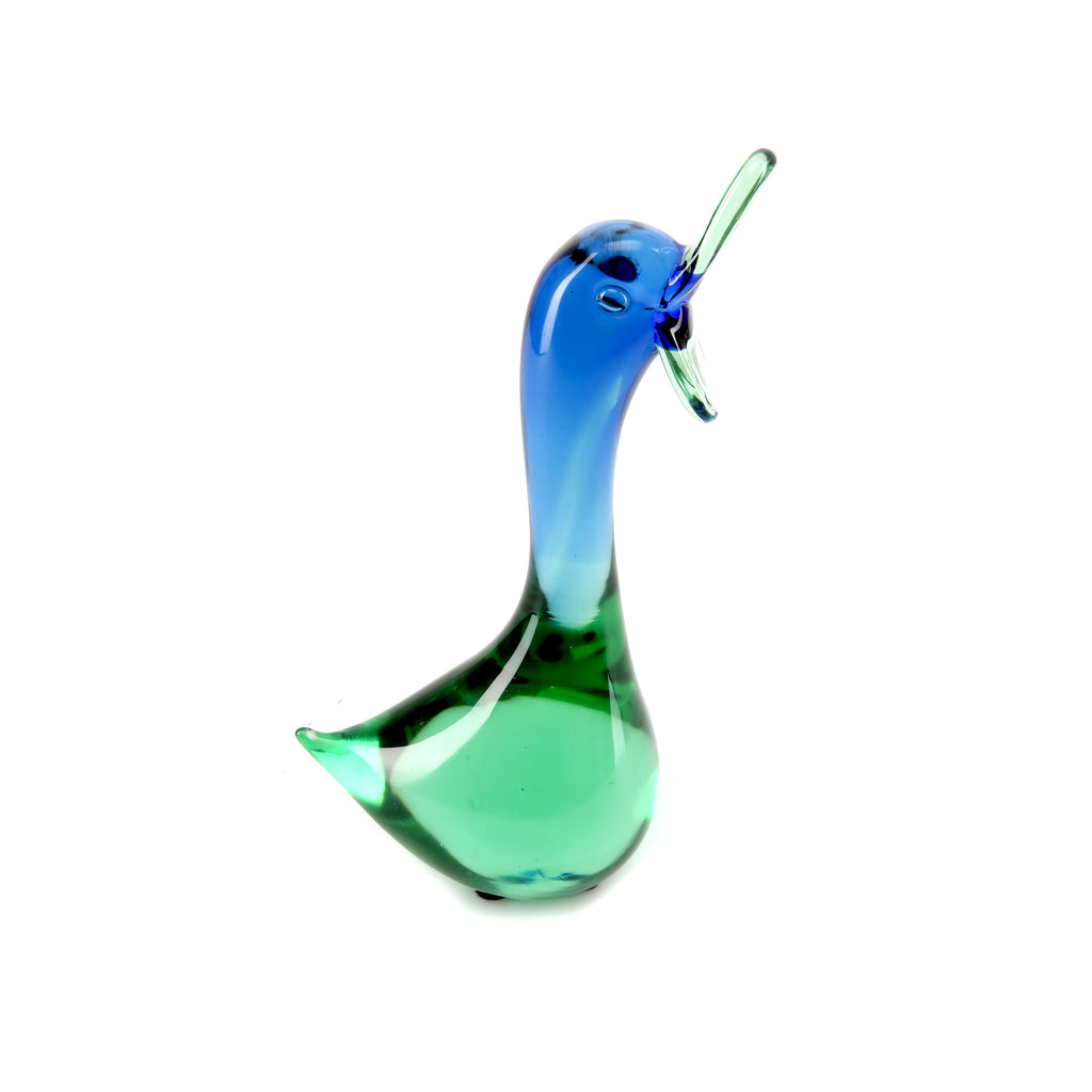 Blue & Green Glass Duck Figurine