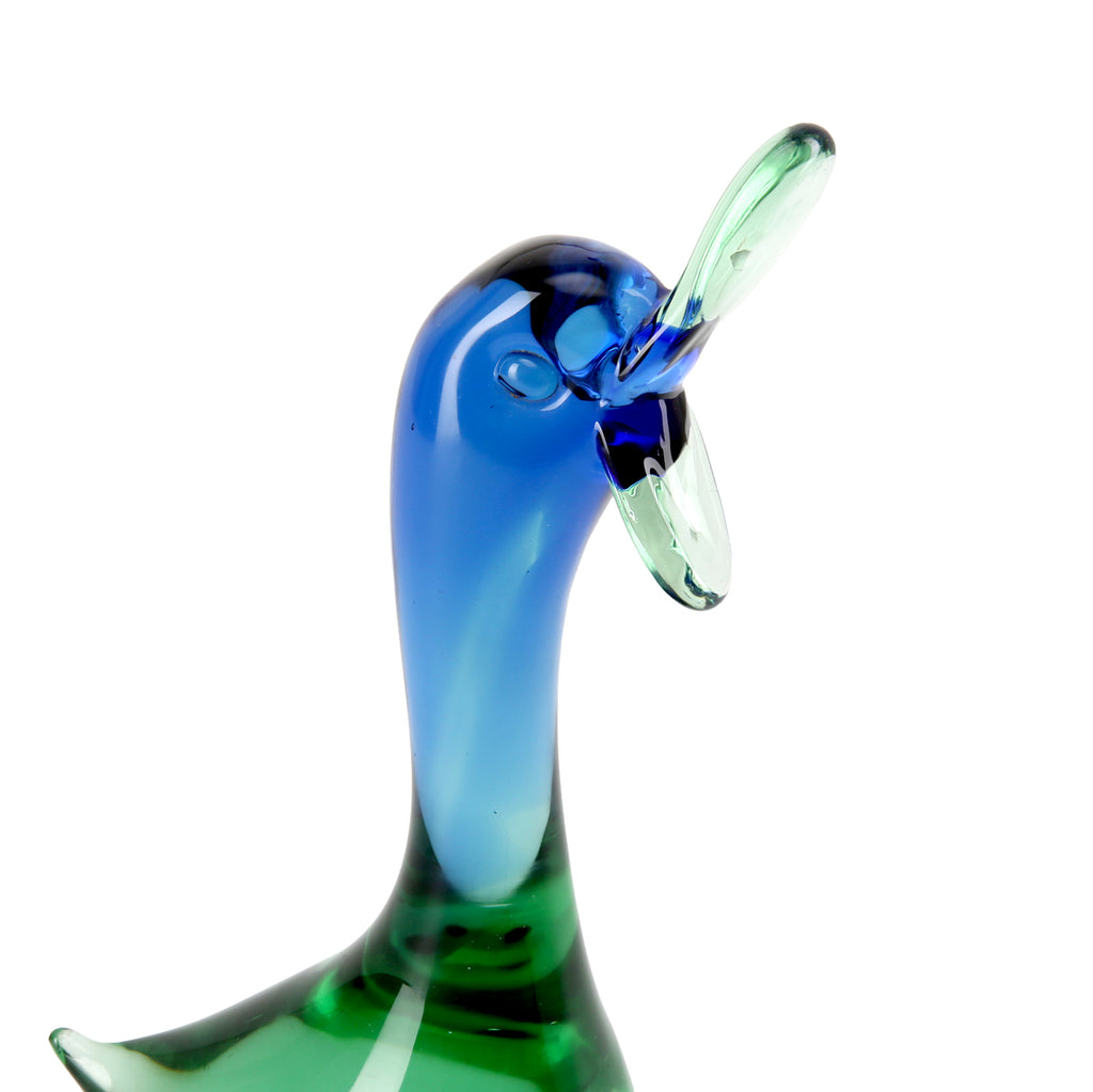 Blue & Green Glass Duck Figurine