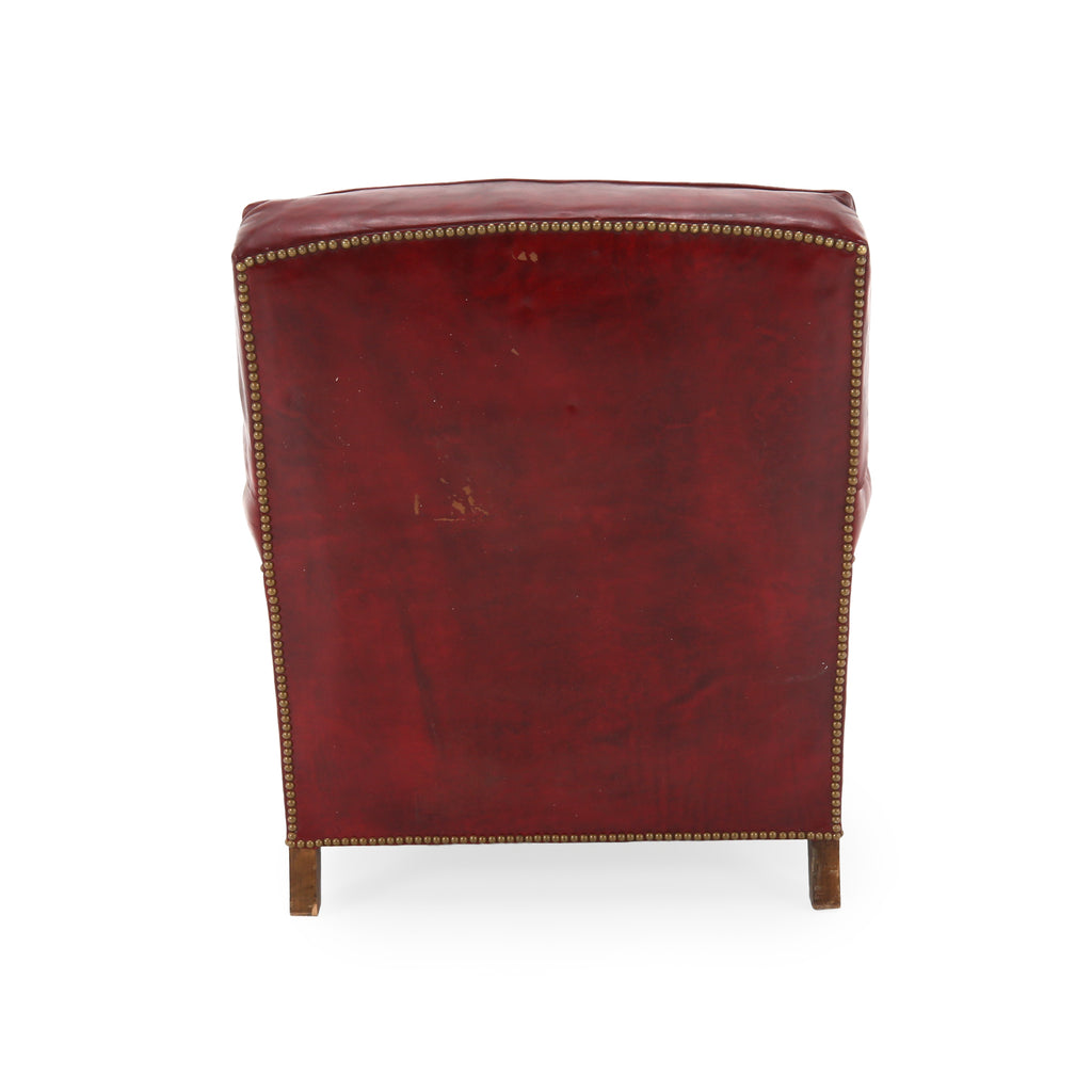 Distressed Red Leather Armchair