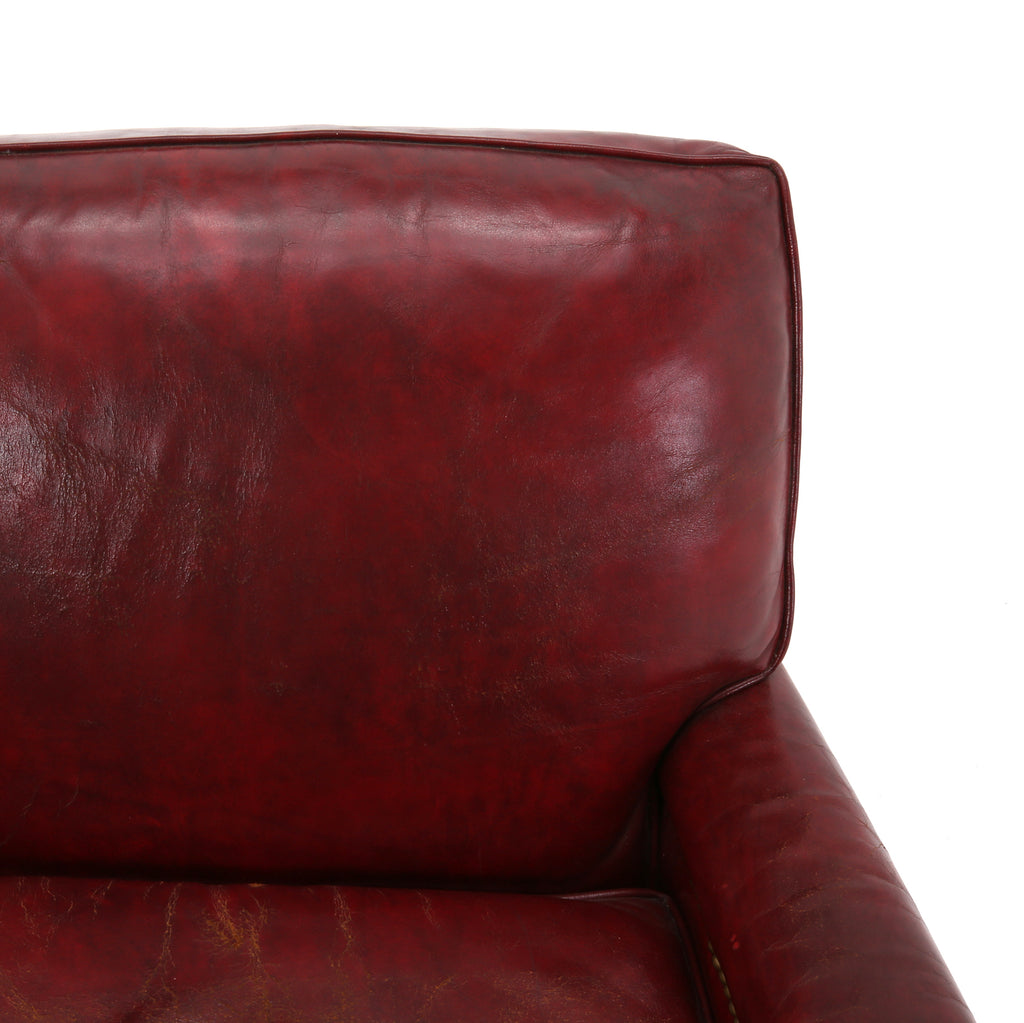 Distressed Red Leather Armchair