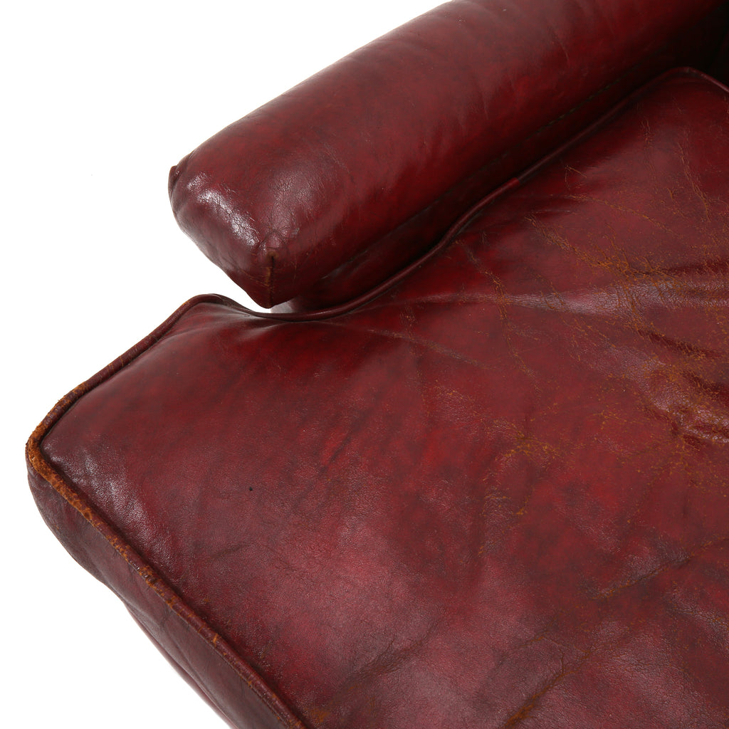 Distressed Red Leather Armchair