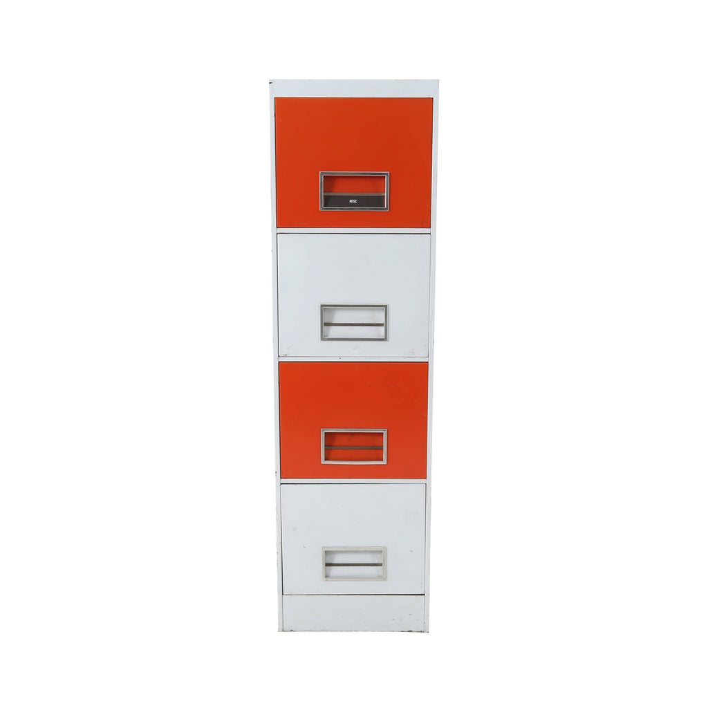 White / Orange Filing Cabinet