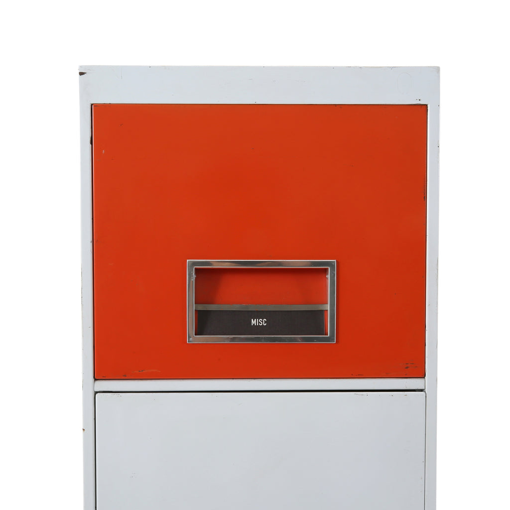 White / Orange Filing Cabinet