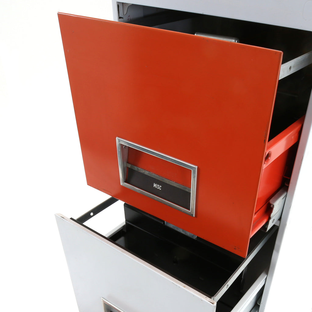 White / Orange Filing Cabinet