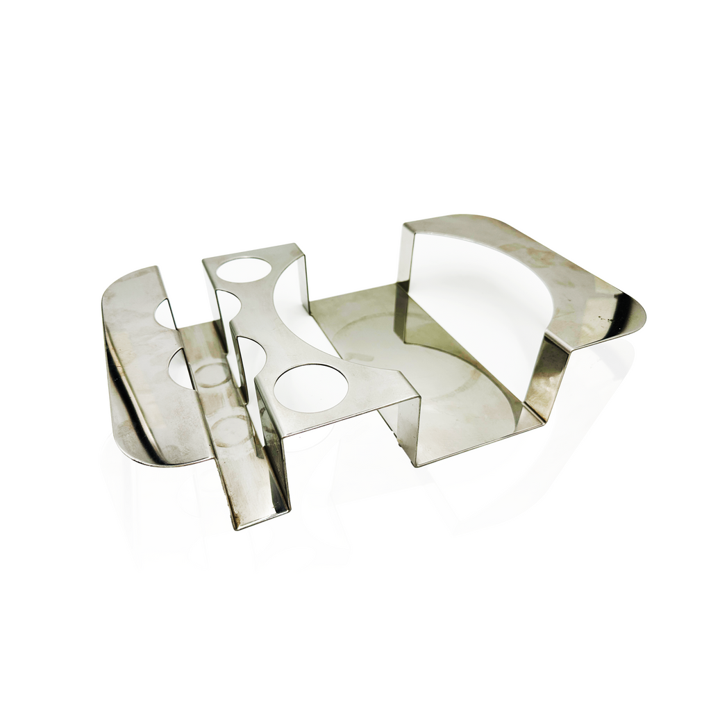 Sleek Silver Stainless Steel Geometric Tabletop Holder