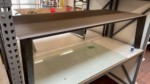 Large Two-Tone Glass & Wood Table
