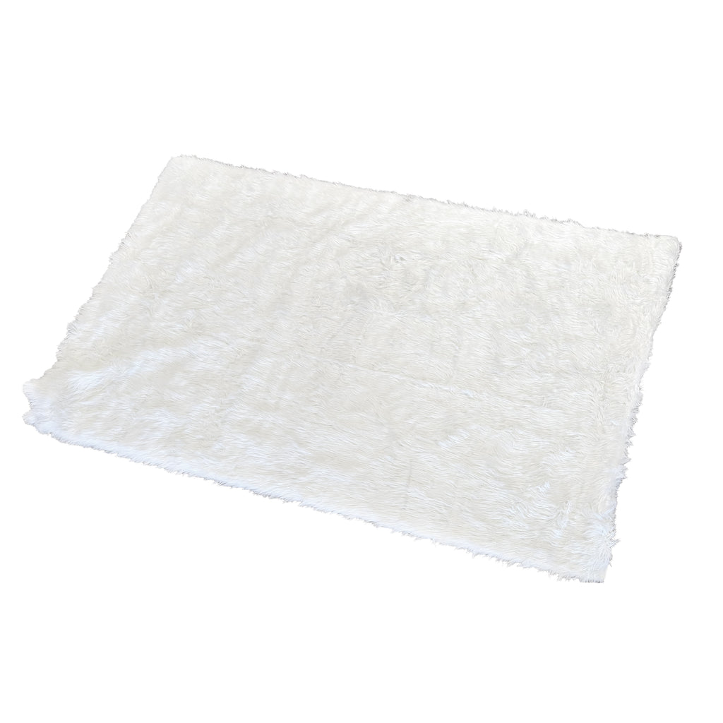 Cream Modern Shag Fur Rug